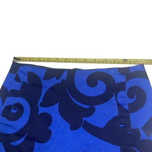 J. Crew Factory Navy & Cerulean Damask Mini Skirt‎ - Size 0 - Picture 6 of 9